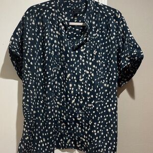 Ann Taylor Navy and White Blouse